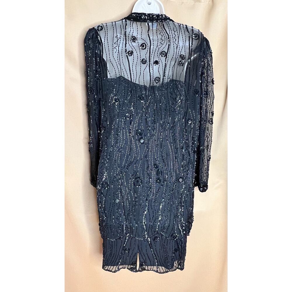 Nadine Boutique Black Beaded Sheath Dress and Jacket 5/6 Vintage - Picture 4 of 9